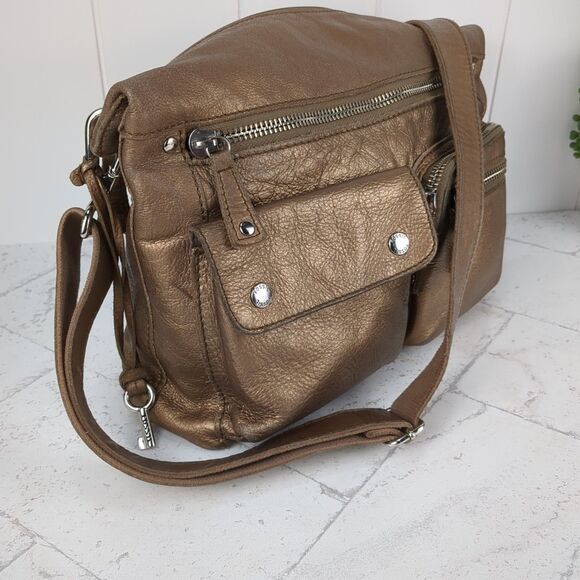 VTG Fossil SUTTER Bronze Leather Crossbody Bag Messenger Travel  Buttery Soft - Picture 5 of 13